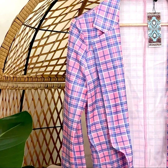 Boohoo Pink and Purple Plaid Blazer - Picture 2 of 2